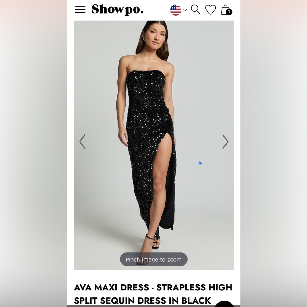 Elegant Black Sequin Strapless Dress